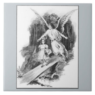 Angel Guarding A Girl Child Tile Kakelplatta