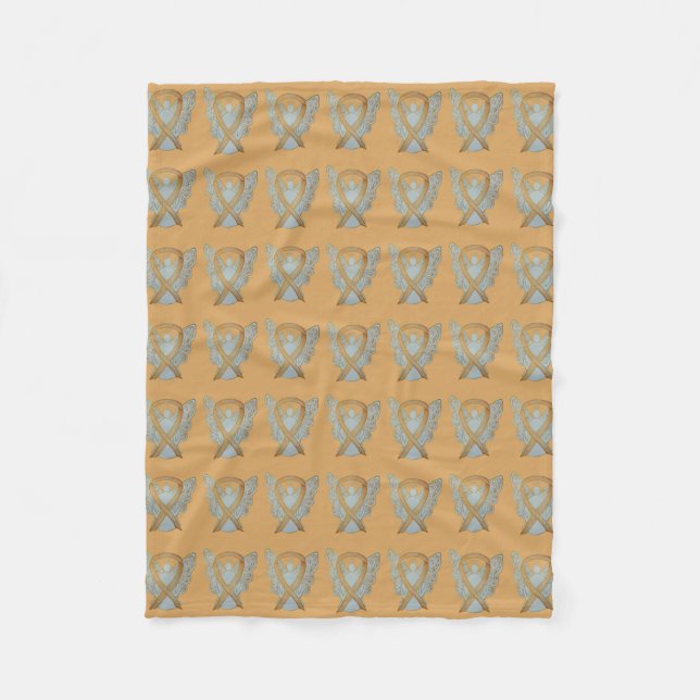 Angel Guld Awareness Ribbon Soft Blankets Fleecefilt (Framsidan)