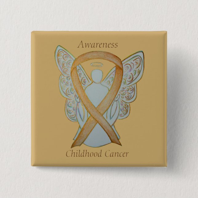 Angel Guld Awareness Ribbon Stift Knapp (Framsida)