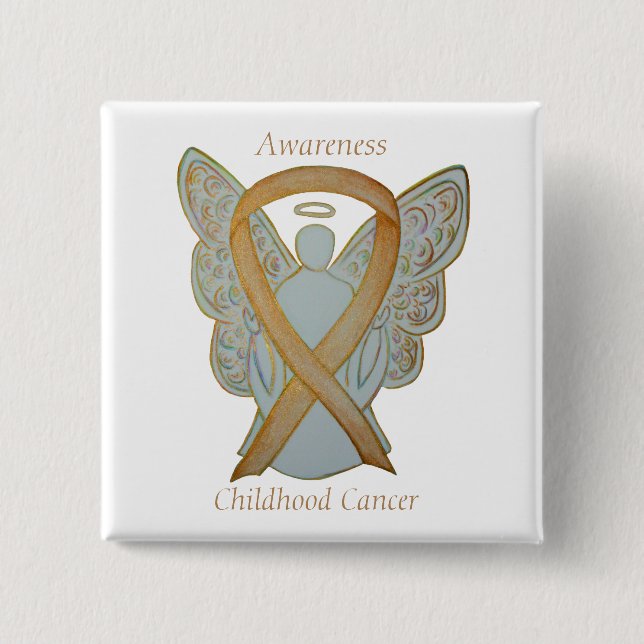 Angel Guld Awareness Ribbon Stift Knapp (Framsida)