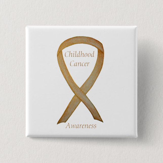 Angel Guld Awareness Ribbon Stift Knapp (Framsida)