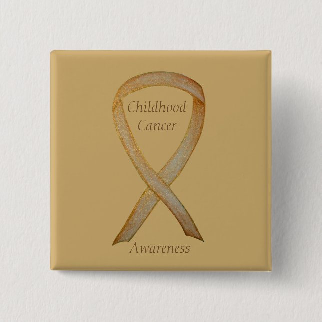 Angel Guld Awareness Ribbon Stift Knapp (Framsida)