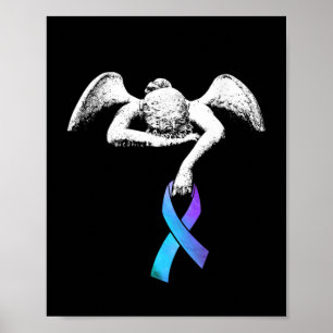 Angel håller Lila Ribbon Suicide Prevention Poster