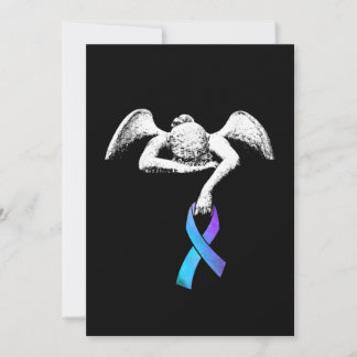Angel håller Lila Ribbon Suicide Prevention Spara Datumet