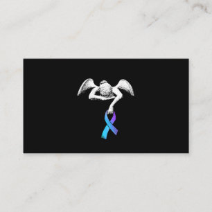 Angel håller Lila Ribbon Suicide Prevention Visitkort