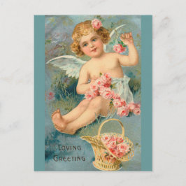 Angel Hälsning Cute Vintage Blommigt Vykort