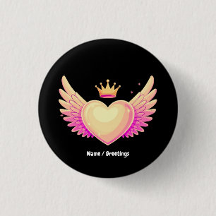 Angel Heart med Coola Rosa Vingar och Krona A Touc Knapp