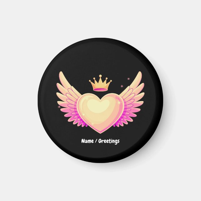Angel Heart med Coola Rosa Vingar och Krona A Touc Magnet (Framsidan)
