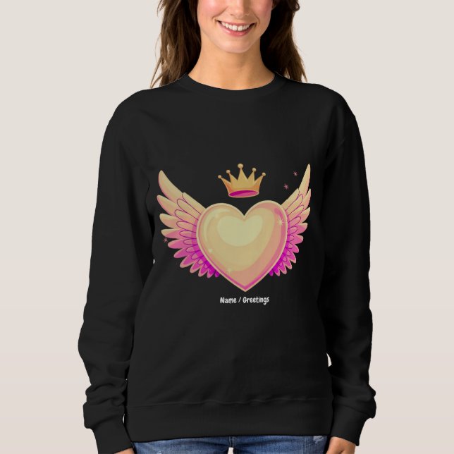 Angel Heart med Coola Rosa Vingar och Krona A Touc T Shirt (Framsida)