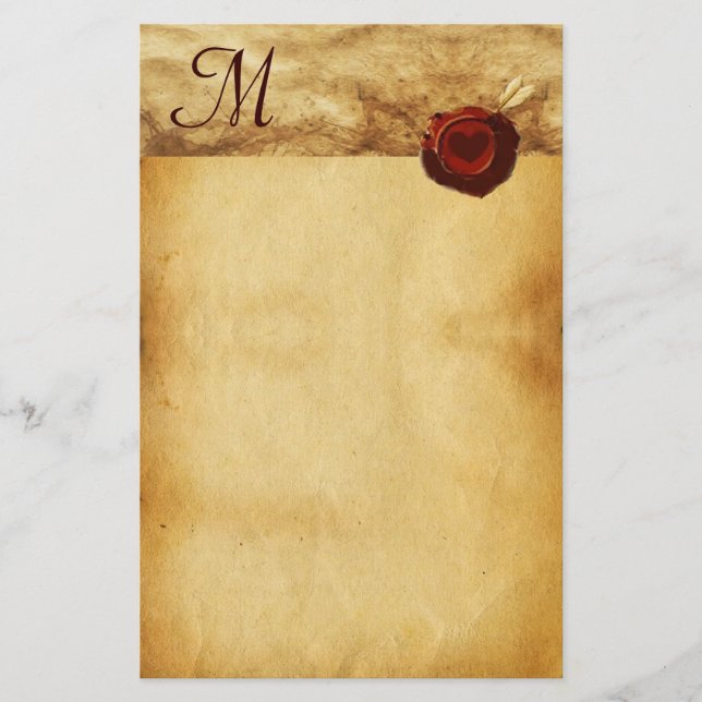 ANGEL HEART RED VAX SEAL PARCHMENT Monogram Brevpapper (Framsida)