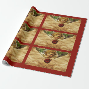 ANGEL HEART RED VAX SEAL PARCHMENT Valentines day Presentpapper
