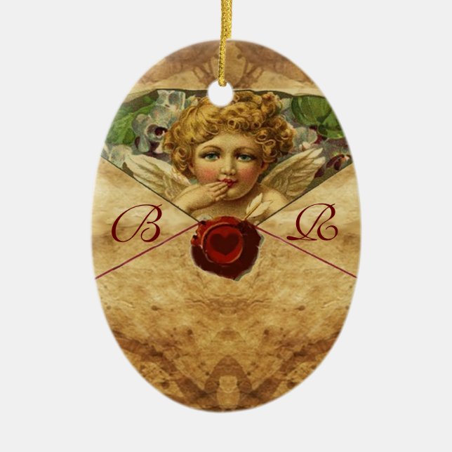 ANGEL HEART VAX SEAL PARCHMENT Monogram Julgransprydnad Keramik (Framsidan)
