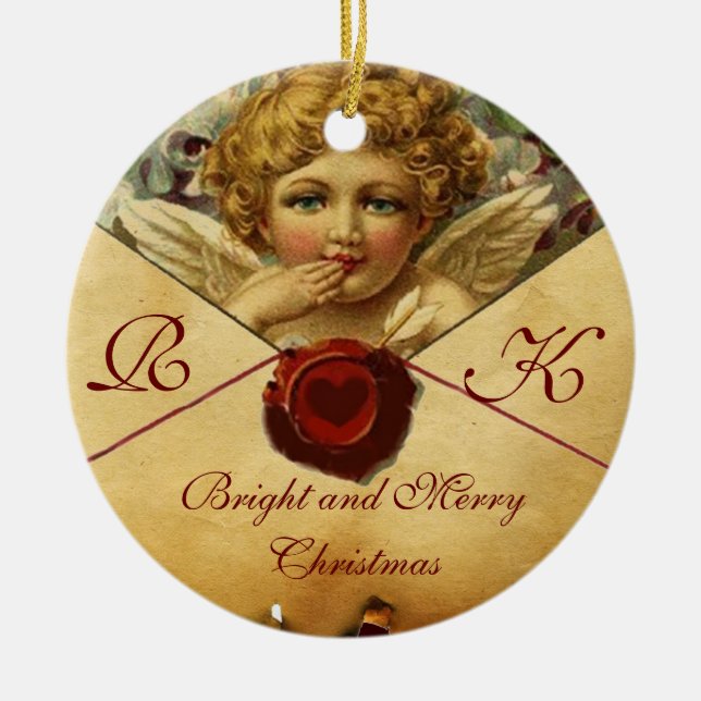 ANGEL HEART VAX SEAL PARCHMENT Monogram Julgransprydnad Keramik (Framsidan)
