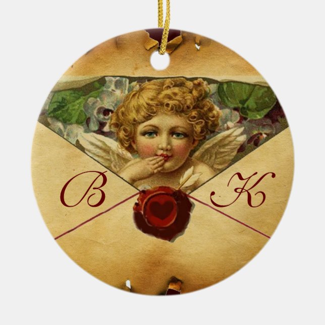 ANGEL HEART VAX SEAL PARCHMENT Monogram Julgransprydnad Keramik (Framsidan)