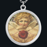 ANGEL HEART VAX SEAL PARCHMENT SILVERPLÄTERAT HALSBAND<br><div class="desc">Elegant,  klassisk och klassisk design med en romantisk påse,  röd vax-försegling,  hjärta och pil på ett antikt brunt stycke som är lämpligt för romantiska förlovningar,  bröllop,  julklappar,  helgdagar,  familj eller professionell använda.</div>