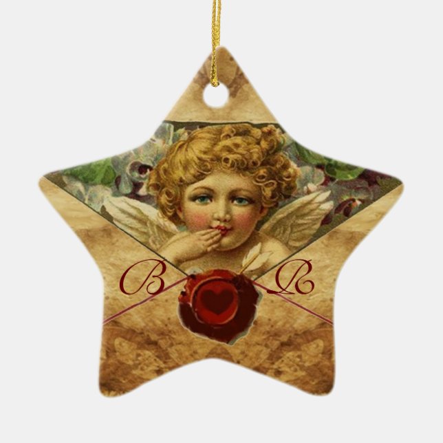 ANGEL HEART VAX SEAL PARCHMENT Star Monogram Julgransprydnad Keramik (Framsidan)