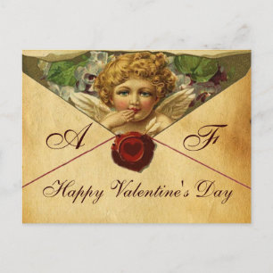 ANGEL HEART VAX SEAL PARCHMENT VALENTINE Monogram Helg Vykort