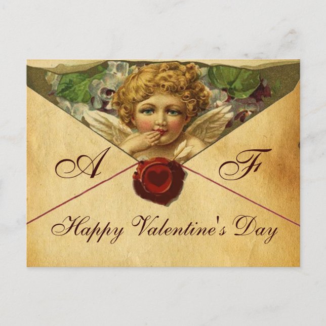 ANGEL HEART VAX SEAL PARCHMENT VALENTINE Monogram Helg Vykort (Framsida)