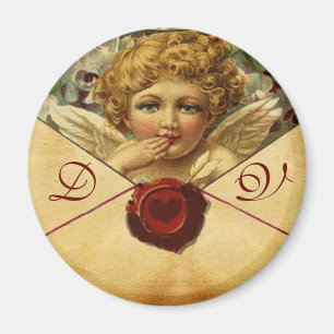 ANGEL HEART VAX SEAL PARCHMENT Valentine Monogram Magnet