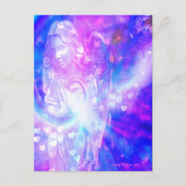 Angel Hearts Praying Benice Lila Watercolor Vykort