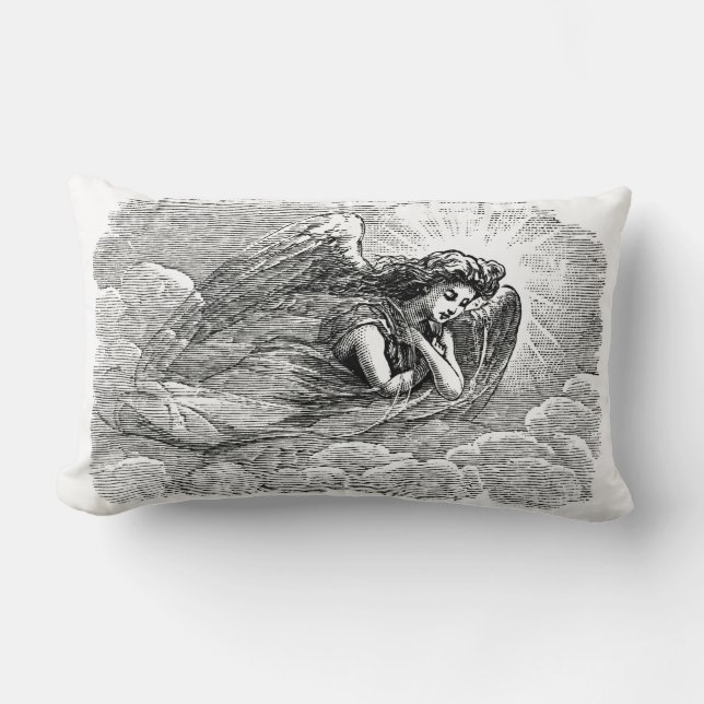 Angel Himmelsk Monochrome Angelic Retro Lumbarkudde (Framsida)