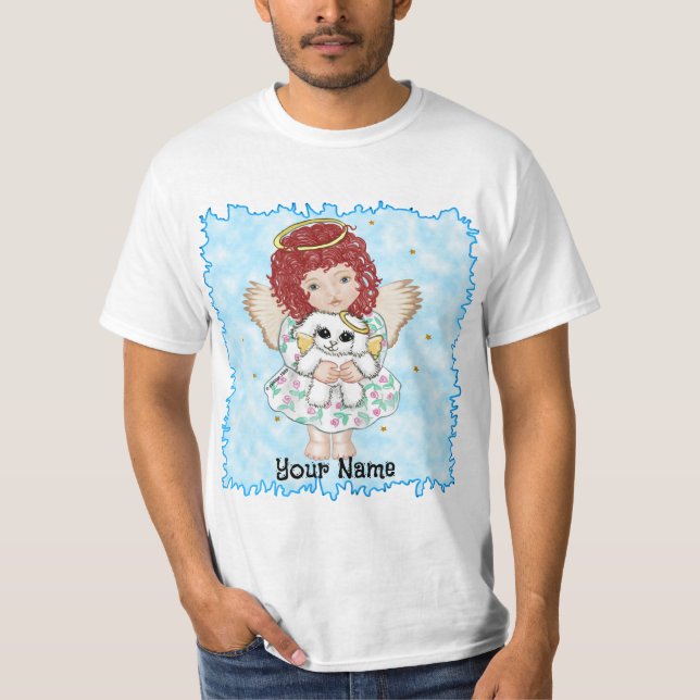 Angel Holding Dog T Shirt (Framsida)