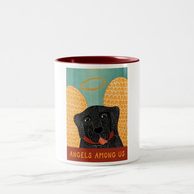 Angel Hund Black Änglar bland oss Två-Tonad Mugg (Center)
