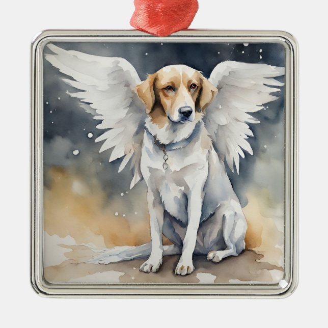 Angel Hund Watercolor Julgransprydnad Metall (Framsidan)