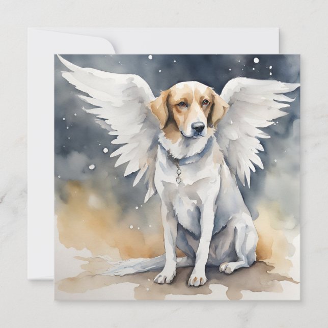 Angel Hund Watercolor Julkort (Framsida)