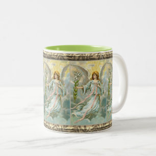 Angel i blå tvåtonkaffe Mugg