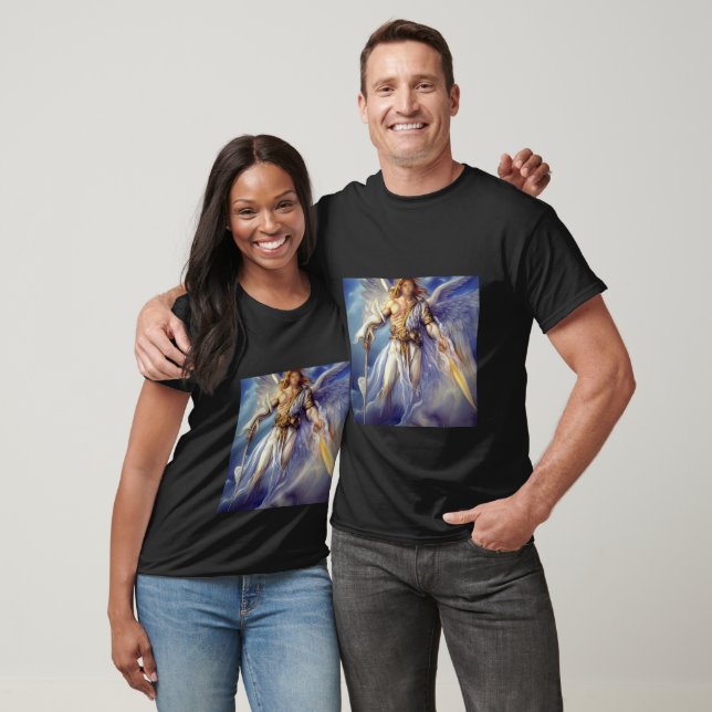 Angel i blått bär ett ord t shirt (Unisex)