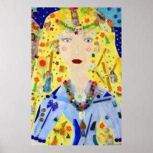 Angel i Blue Art Poster - Surreal Artwork Gifts