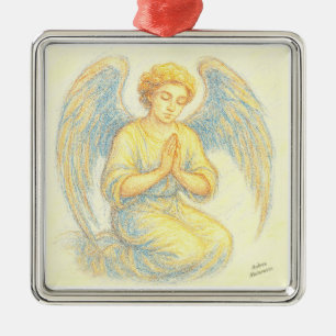Angel i bön julgransprydnad metall