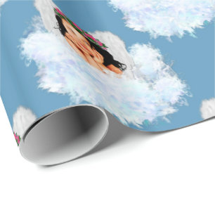 Angel i Clouds 3-Blue-GIFT WRAPPING PAPPER Presentpapper