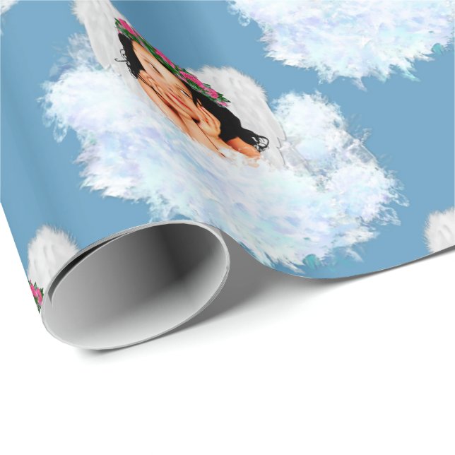 Angel i Clouds 3-Blue-GIFT WRAPPING PAPPER Presentpapper (Rullad Hörn)