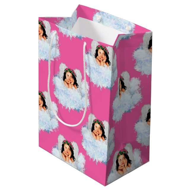 Angel i Clouds 5-Rosa-GIFT BAG m (Baksidan Vinklad)