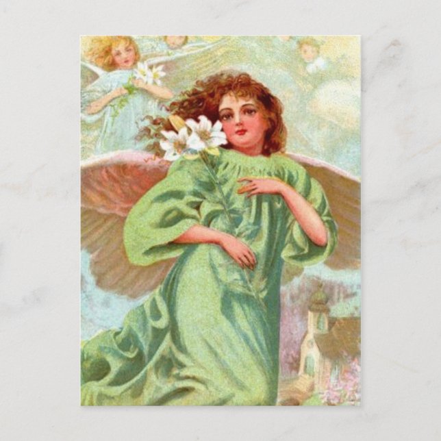 Angel i Grönt Cloak Vykort (Framsida)