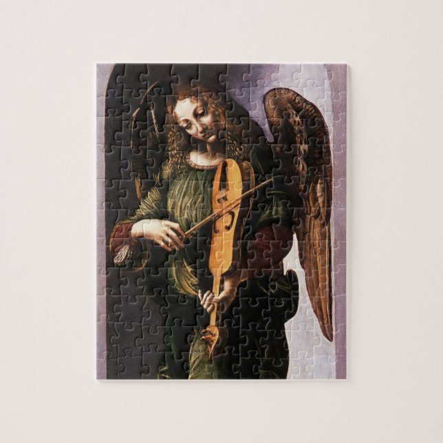 Angel i Grönt med Vielle av Leonardo da Vinci Pussel (Vertikal)