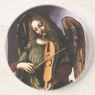 Angel i Grönt med Vielle av Leonardo da Vinci Underlägg Sandsten