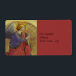 Angel i Guld Fraktsedel<br><div class="desc">Vintage 1500-talets bra konst av Fra Angelico. Bilden skildrar ängeln på hans knän med handflatan fronten. ’Angel of Annunciation’ ’Verkundigungsengel’</div>