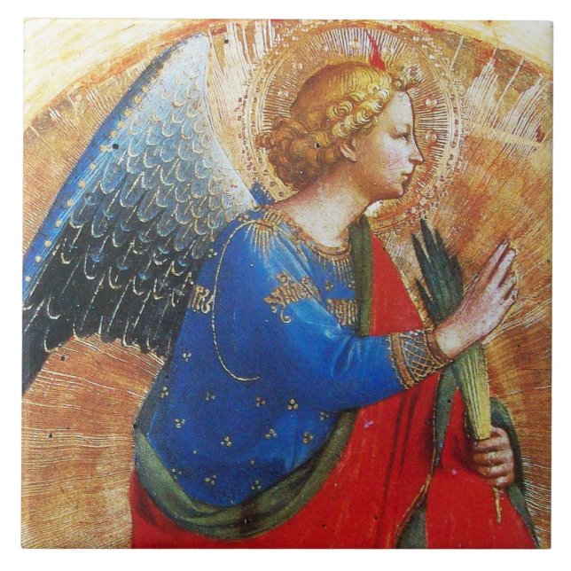 ANGEL I GULD RED BLUE BY BEATO ANGELICO-Julen Kakelplatta (Framsidan)