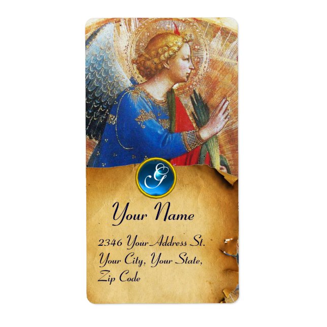 ANGEL I GULD RED OCH BLUE MONOGRAM FRAKTSEDEL (Framsidan)