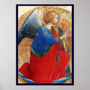 ÄNGEL I GULD RÖD OCH BLÅ POSTER