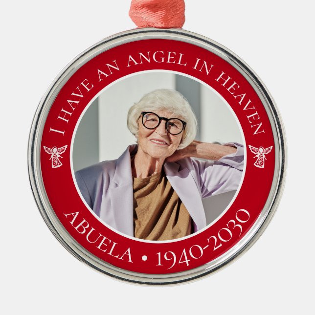 Angel i Heaven Abuela Memorial Photo Julgransprydnad Metall (Framsidan)