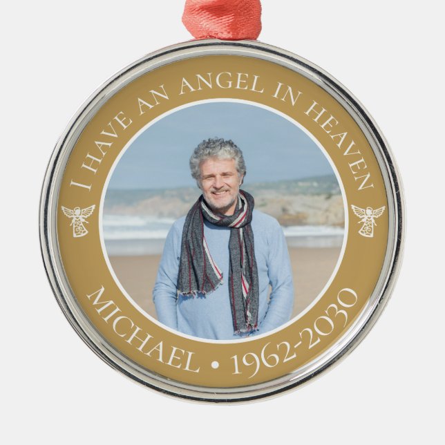 Angel i Heaven Memorial Photo Julgransprydnad Metall (Framsidan)