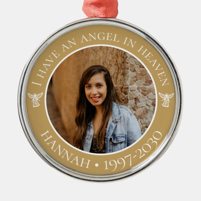 Angel i Heaven Memorial Photo Metall Ornament (Framsidan)