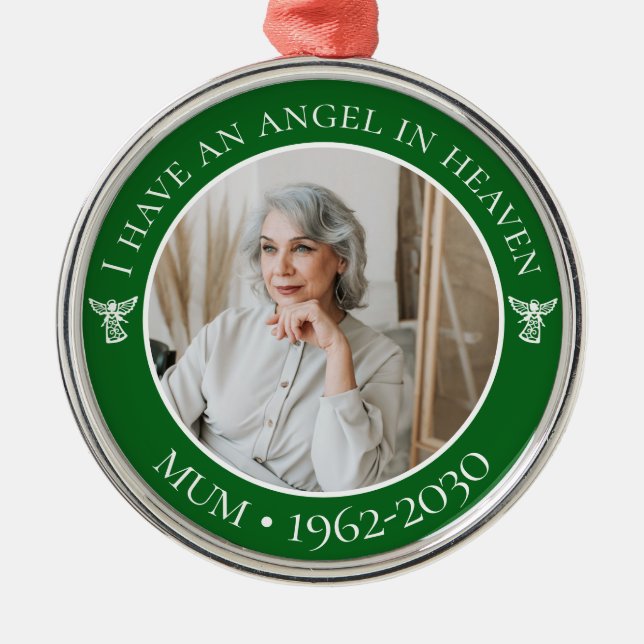 Ängel i himlen Mamma Minnesfoto Julgransprydnad Metall (Framsidan)