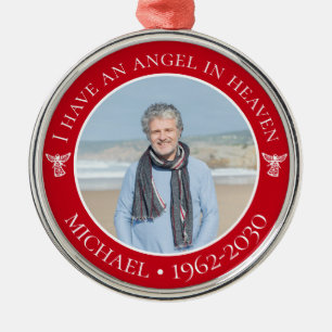 Ängel i himlen minnesfoto julgransprydnad metall