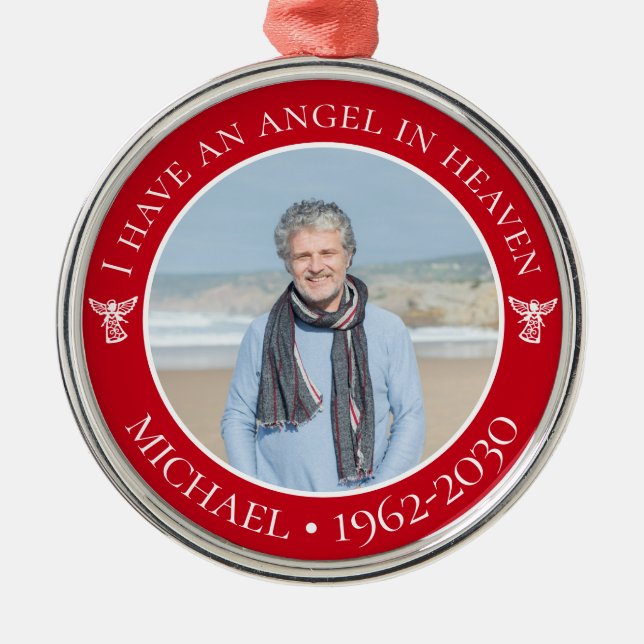 Ängel i himlen minnesfoto julgransprydnad metall (Framsidan)