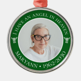 Ängel i himlen minnesfoto julgransprydnad metall